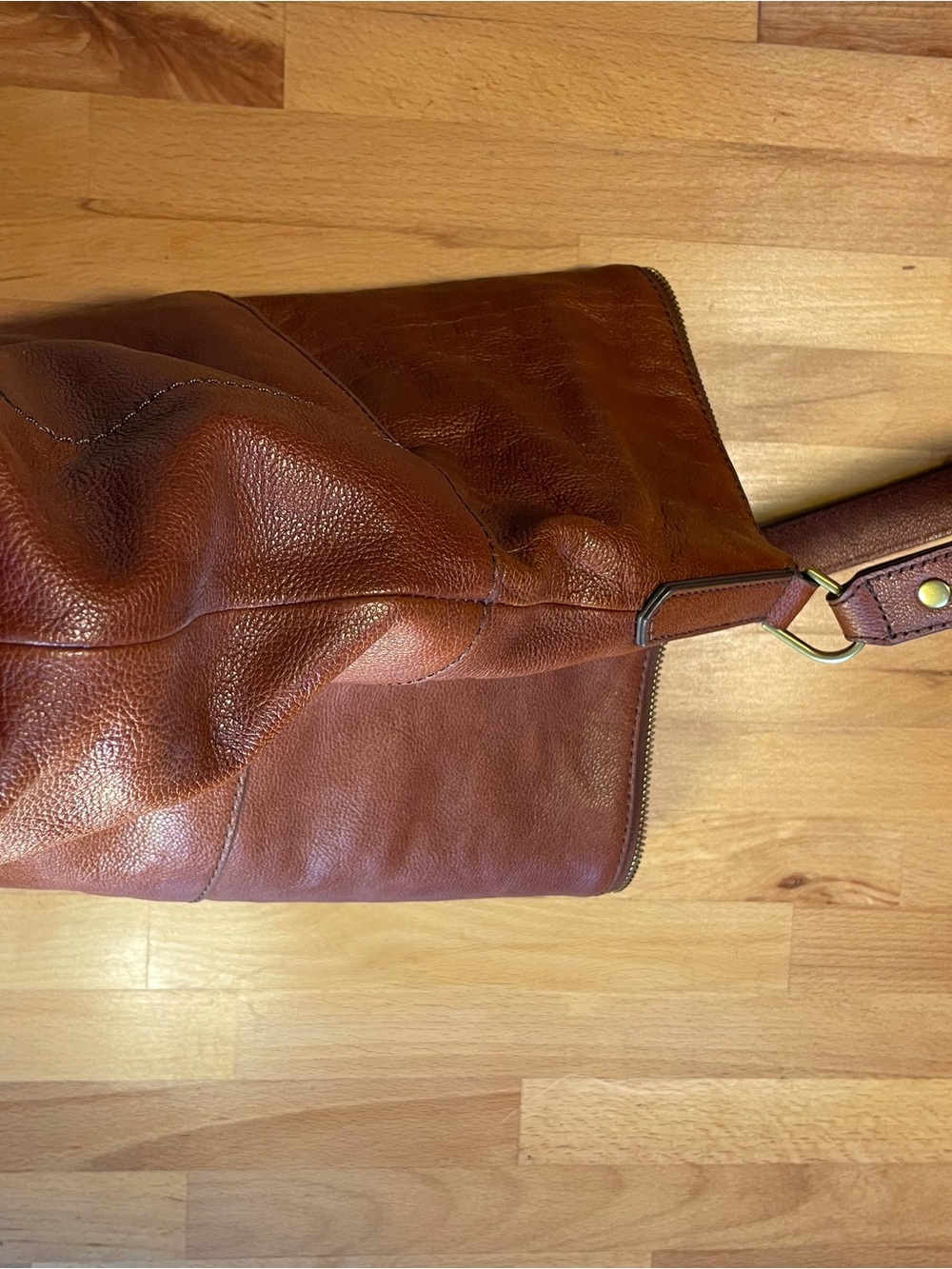 Fossil Chestnut Brown Leather Shoulder Bag with Tassel Zip - Picture 4 of 11